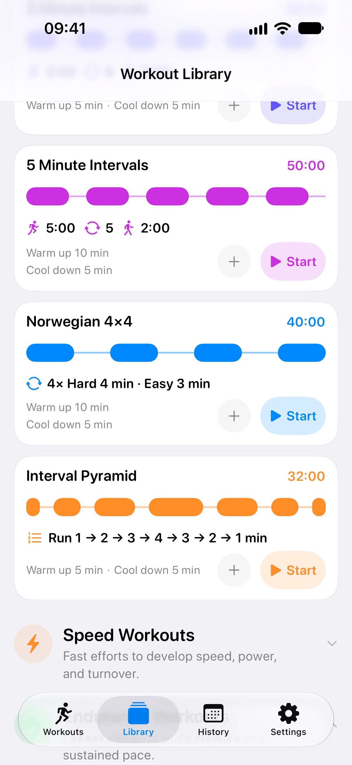 Interval Run ready-made workout library