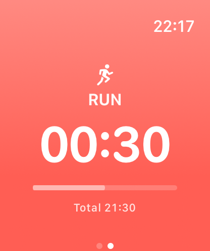 Active Interval Run workout on Apple Watch